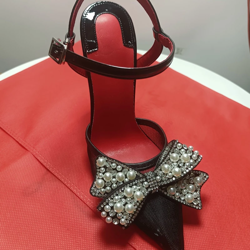 Mesh Sandals Women's 2023 Spring/Summer European and American Fashion Bow High Heels