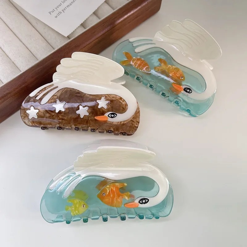 New Retro Sunflower Hair Claw Creative Face Shield Swan Crab Clip Acetate Clips Akcesoria do włosów dla kobiet Dziewczyny Spinki