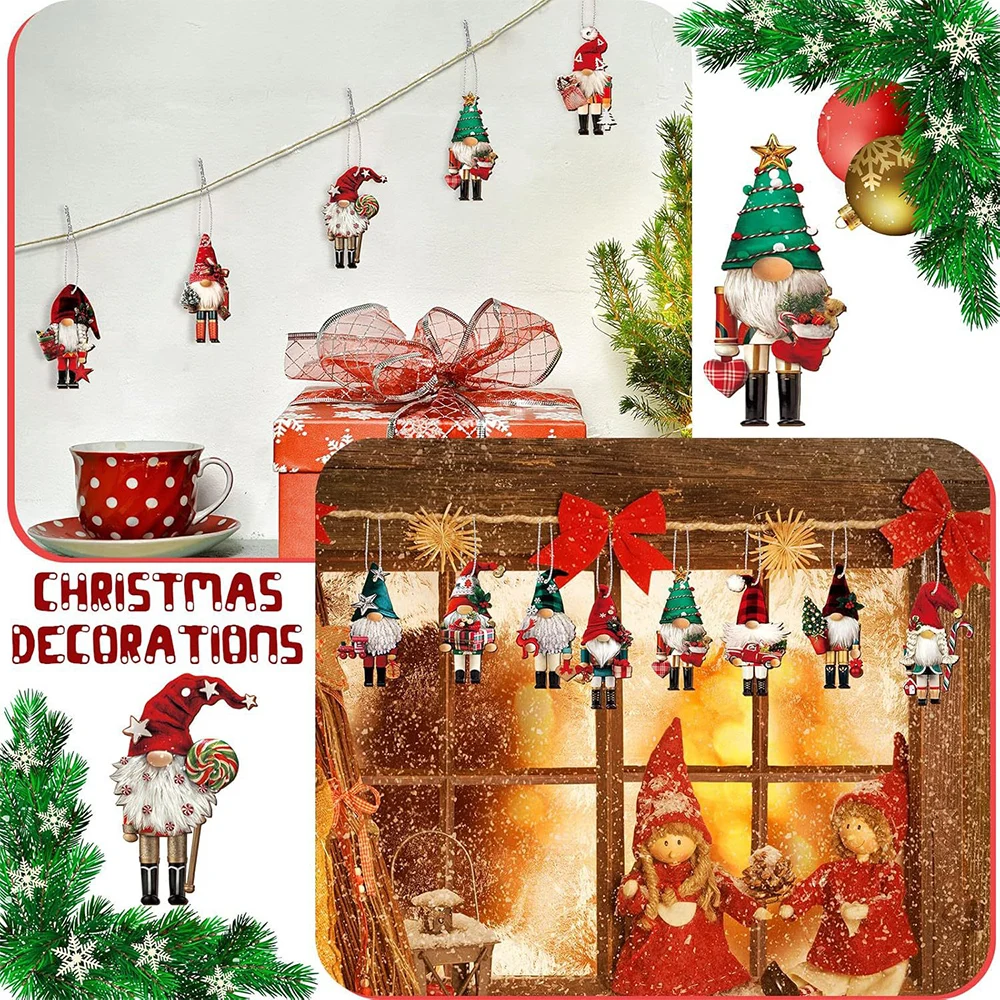 12/24 шт. подвески с несколькими краями Санта-Клауса рождественские деревянные