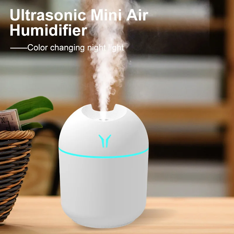 Ultrasonic Air Humidifier Aroma Essential Oil Diffuser 250ml USB Moisturizing Spray Mist Maker with Led Lamp Home Car Fragrance