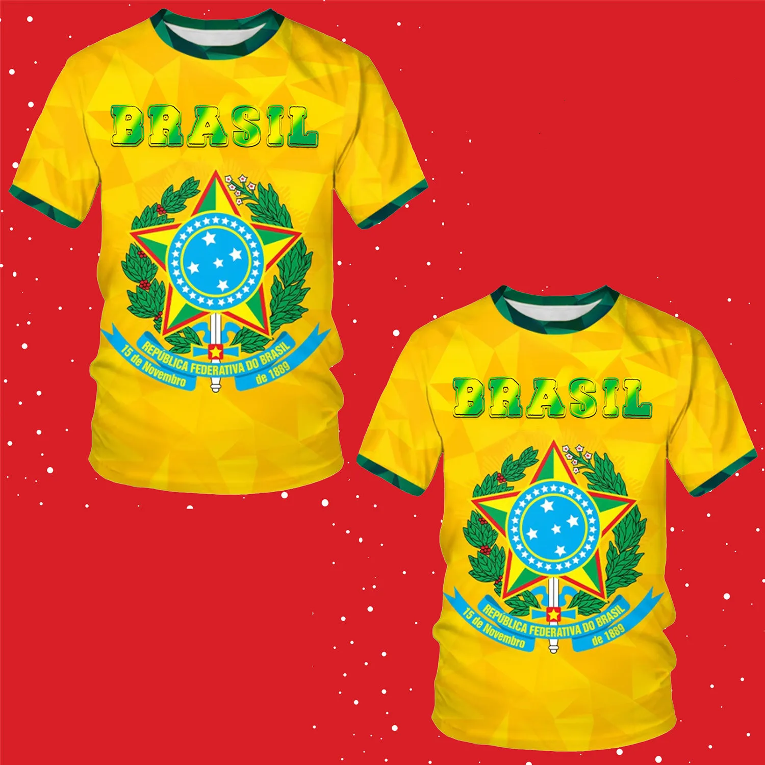 

3D Brazilian flag fashion T-shirts for men and women, comfortable round neck T-shirts, short sleeve sports T-shirts, street fashion