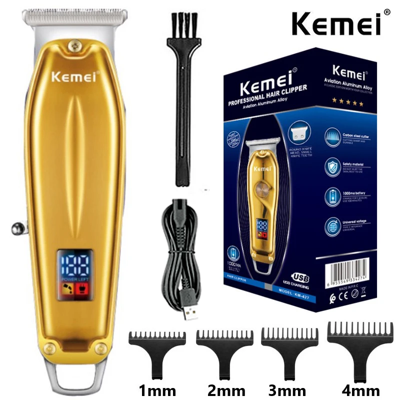 

Профессиональный триммер для волос Kemei, перезаряжаемые электрические мини-машинки для стрижки волос, Мужская Беспроводная Машинка для обработки волос в металлическом корпусе