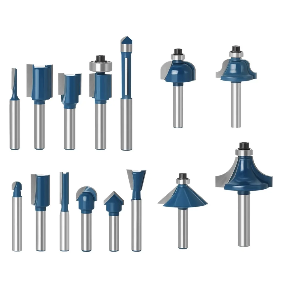 

8PC Milling Cutter For Wood 1/4inch Router Bit Trimming Straight Milling Cutter Tungsten Carbide Cutting Woodworking Tools
