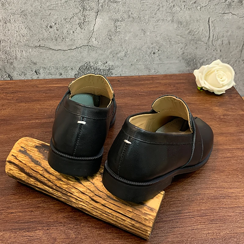 Лоферы женские из натуральной кожи повседневные туфли на плоской подошве бычья