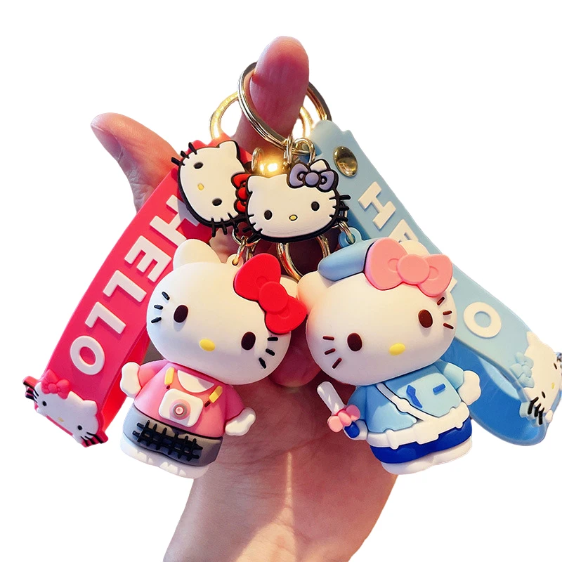 

Новинка силиконовый брелок Sanrios с героями мультфильмов Hello Kitty аниме кавайные милые парные Луки серия Подвеска для сумки маленький подарок д...
