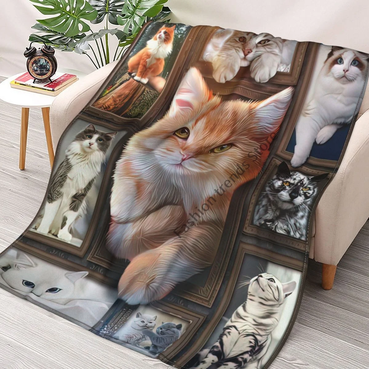 

Cat 3d Printed Fleece Blanket for Bed Hiking Picnic Quilt Fashion Bed Cover Sherpa Blanket