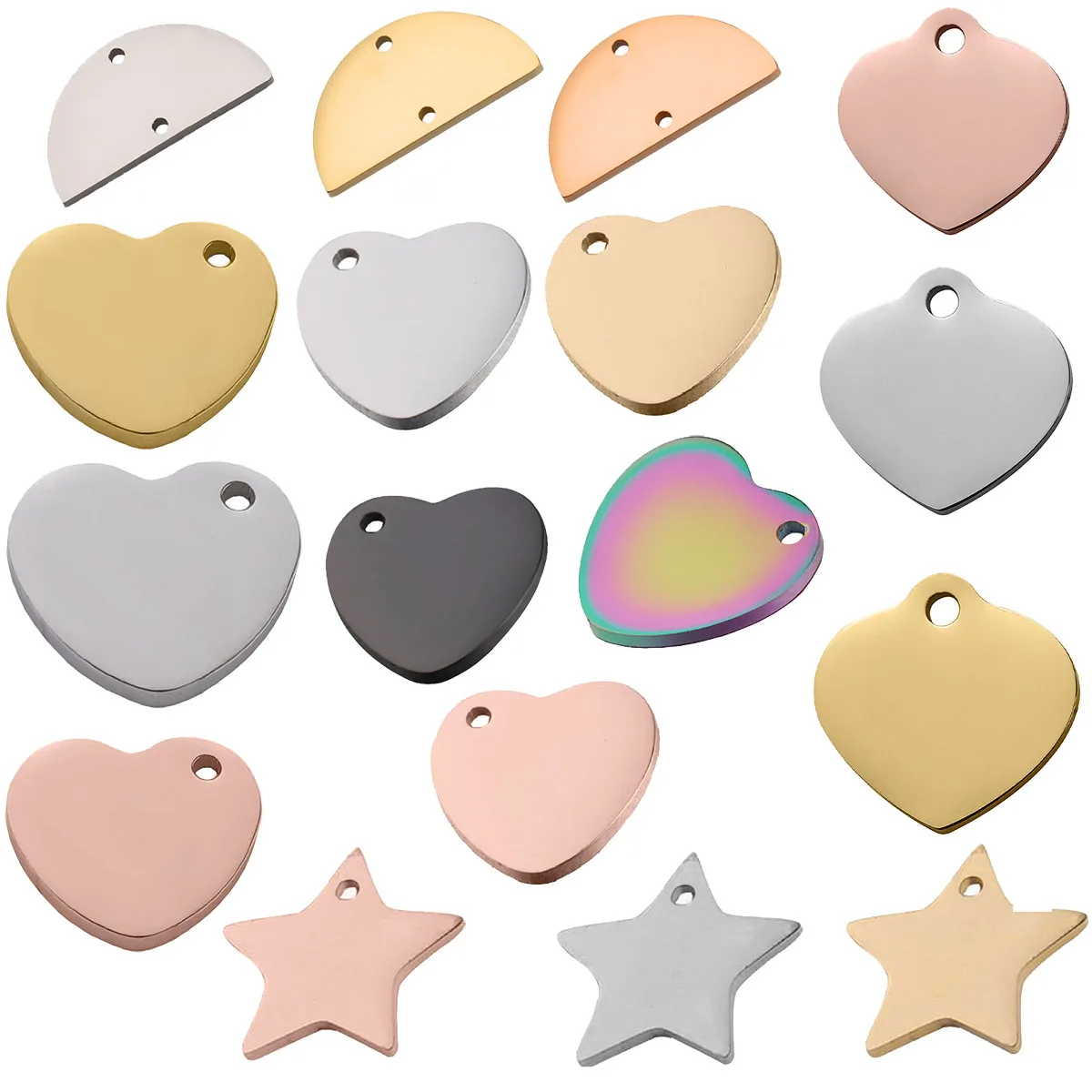 

5pcs Stainless Steel Star Heart Charms Pendant For DIY Necklace Bracelet Earrings DIY Gifts Jewelry Making Accessories Wholesale