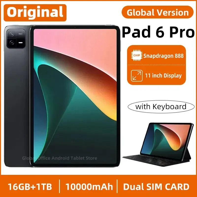 

Оригинальный планшет, Android 13 Pad 6 Pro, 16 ГБ + 1 ТБ, Snapdragon 888, планшеты, ПК, двойная SIM-карта, Wi-Fi, Xioami HD, 4K, Mi Tab