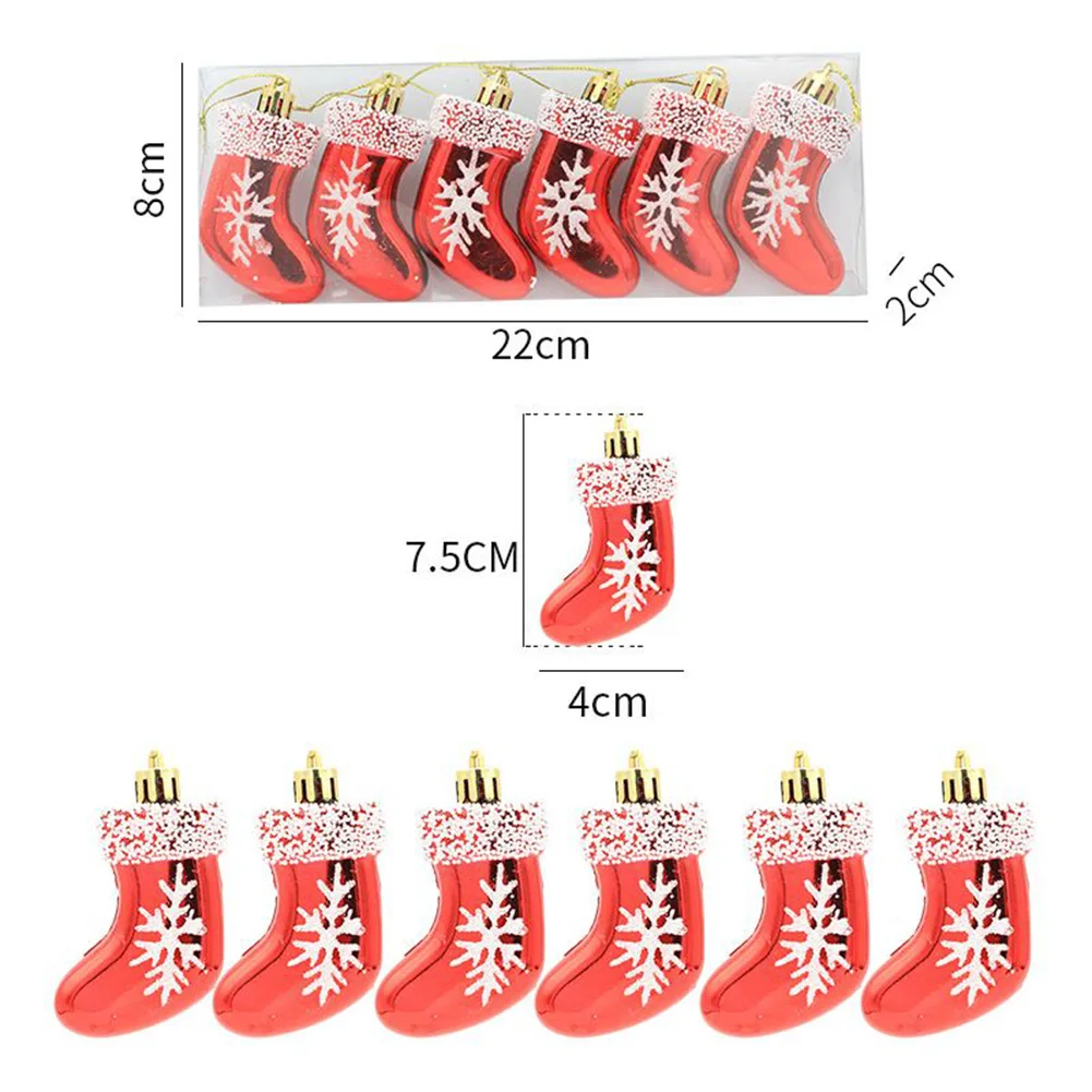 

6 Pcs Simple Shiny Socks Gloves Ornament Xmas Tree Theme Festive Party Pendant Ornament Xmas Navidad Natal New Year 2023
