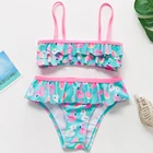 Женский купальник-бикини для девочек, новинка 2022, комплект из двух предметов для маленьких девочек, летние купальные костюмы, купальник-бикини с фламинго