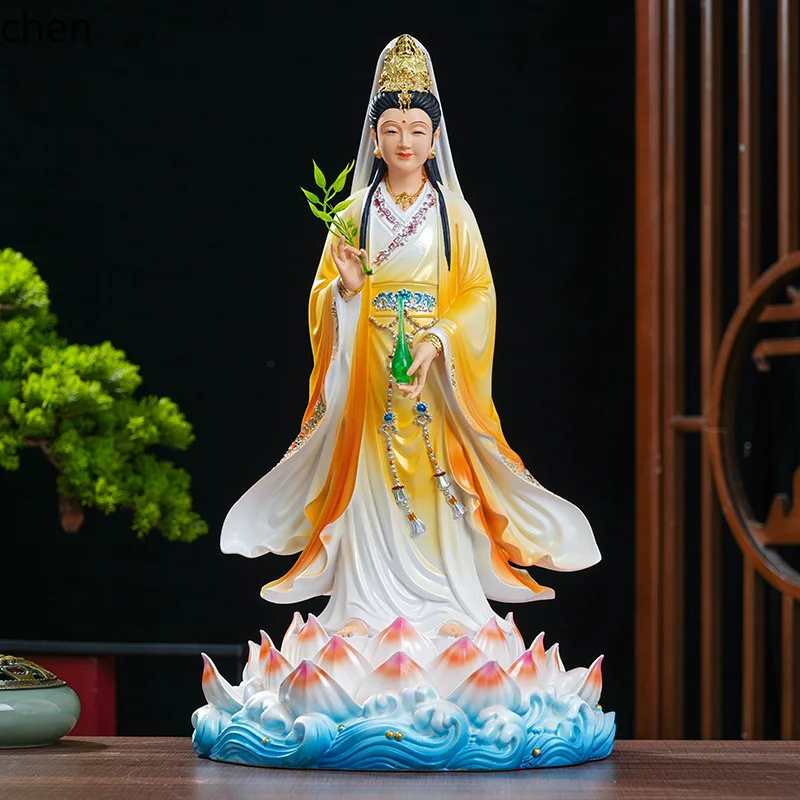 Фото Статуя Будды Гуаньинь из смолы (Cz miaoshan guanyin niangniang nanhai guanyin), для поклонения Гуаньинь, храмовая статуя, для украшения дома №3