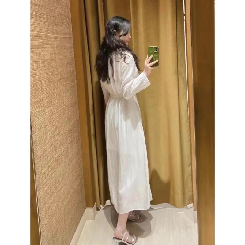 

Women's Midi Robe Irregular Long Sleeve Slim Casual Dress 2023 Summer