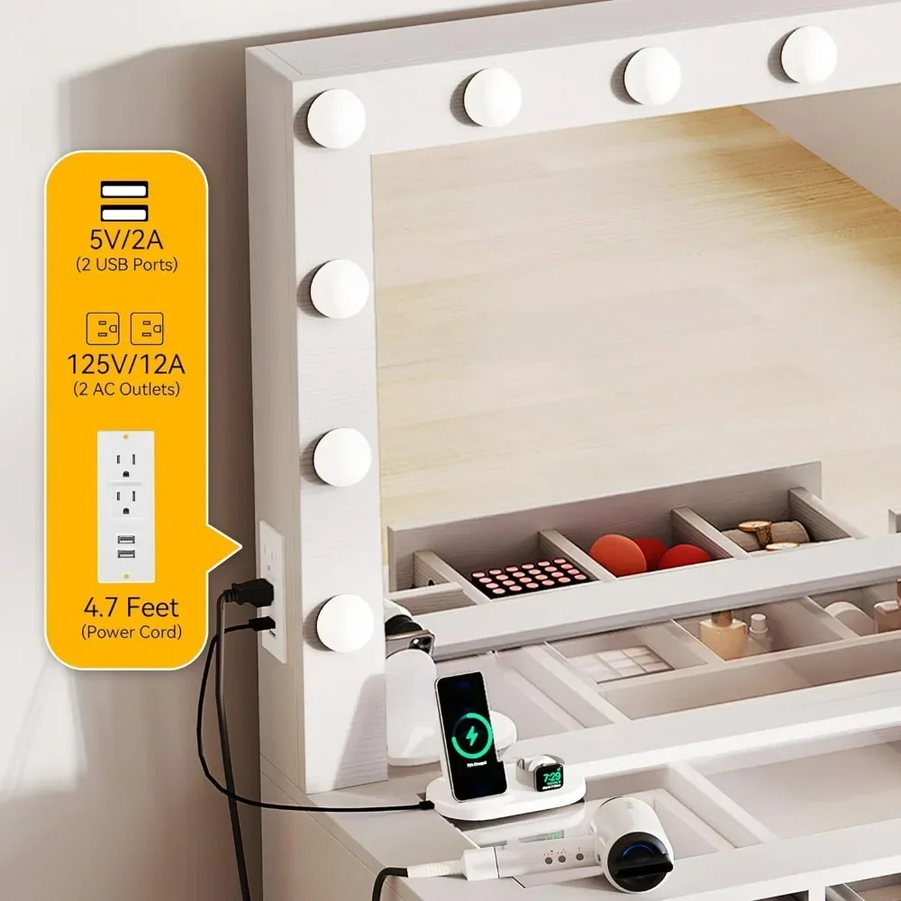 Большая стеклянная столешница зеркало для макияжа стол с хрустальной ручкой 3