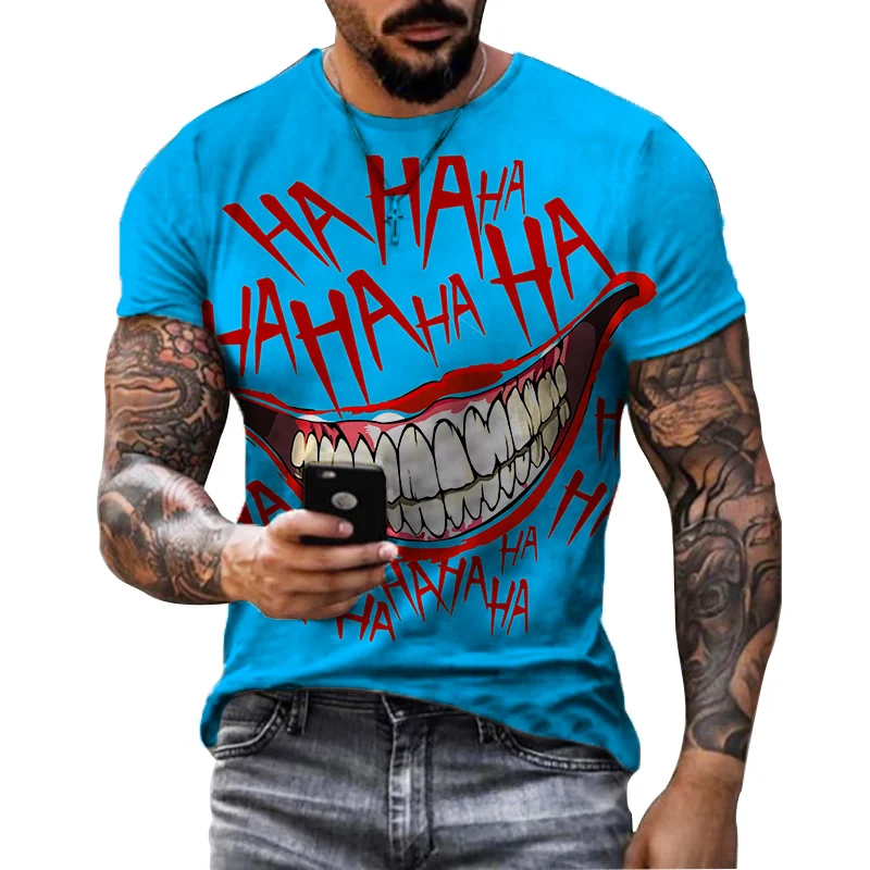 

2022 hot-sale Clown 3D Printed T Shirt Men Joker Face Male tshirt 3d Clown Short Sleeve Funny T Shirts Tops & Tees