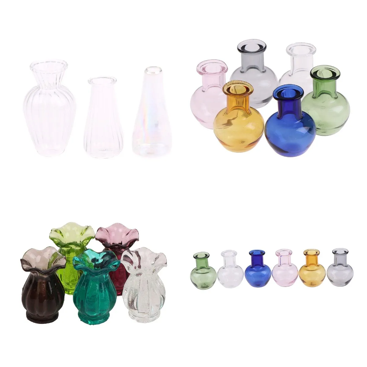 

1:12 Dollhouse Miniature Glass Vase Transparent Storage Jar Flowerpot Home Garden Decor Handcrafted Accessories