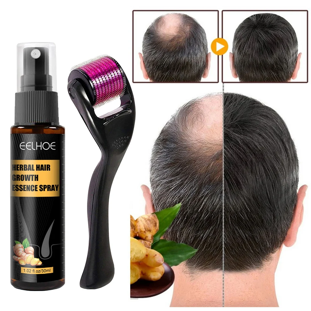 Three Scouts 30ml Herbal Hair Growth Essence Spray Set Anti Hair Loss Treatment Conditioner Nourishing Beard Hair GrowthOil Spra