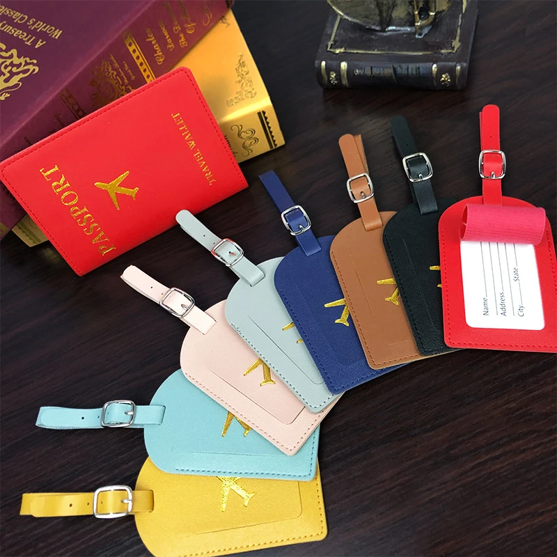 

Fashion PU Leather Passport Holder Travel Women Men Passport Cover Luggage Tags Travel Bank Card Document Bag Travel Accessories