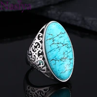 womens ring silver ring fine jewelry vintage turquoise hollow elegant ring gift party wedding