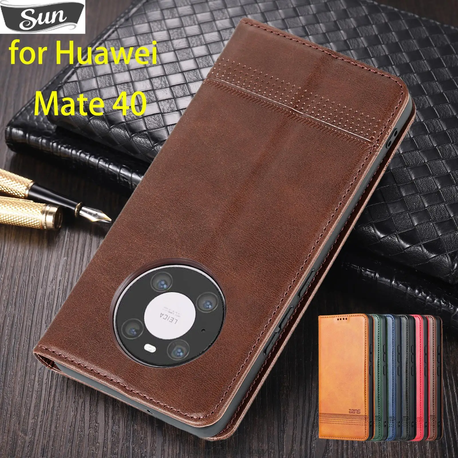 

Deluxe Magnetic Adsorption Leather Fitted Case for Huawei Mate 40 / Mate40 Flip Cover Protective Case Capa Fundas Coque