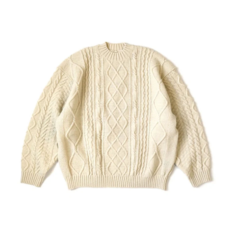 

Kapital 22AW Hirata And Hongri Vintage Wool Thick Thread Smiling Face Patch Round Neck Winter Heavy Sweater