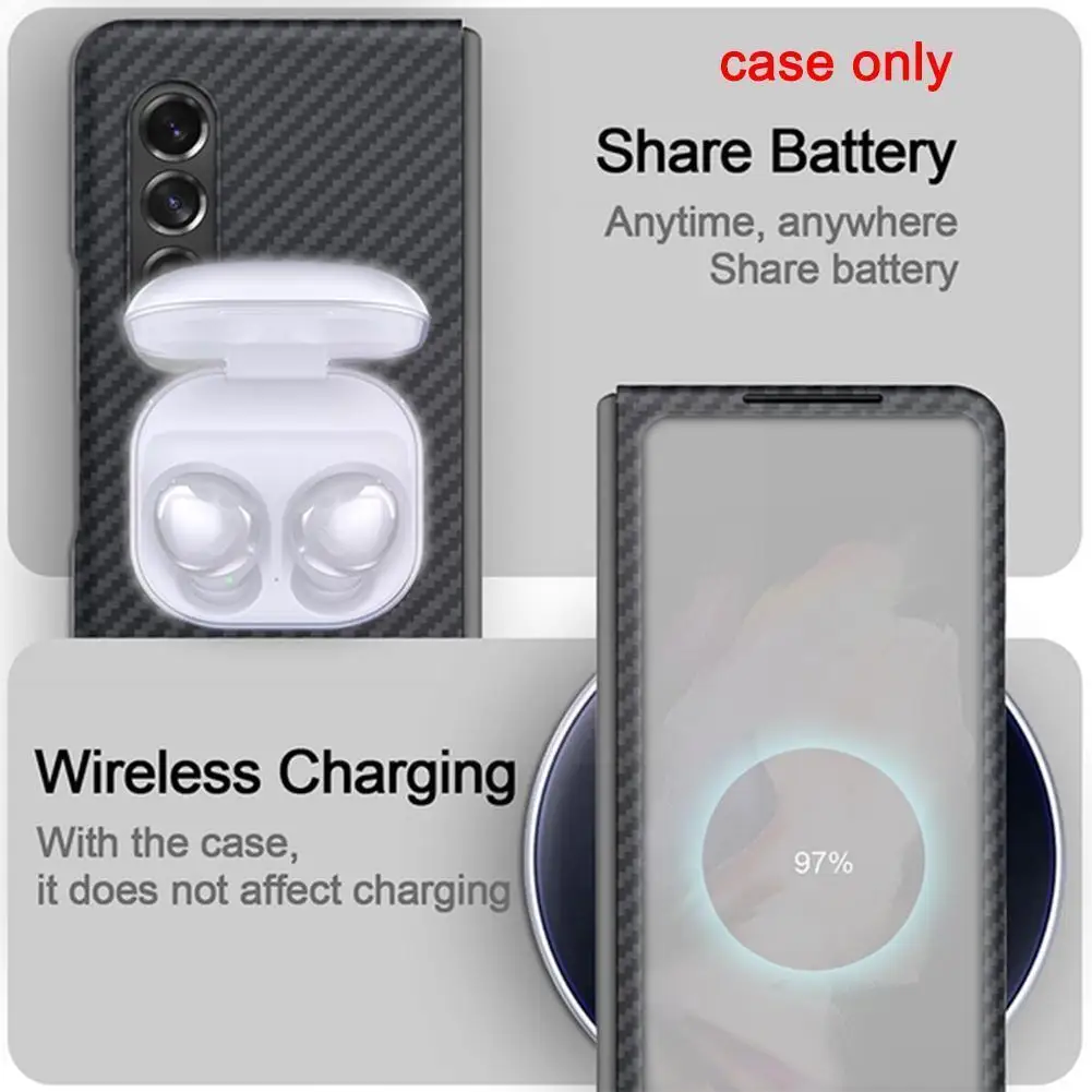 

Real Carbon Fiber For Z Fold 3 Aramid Fiber Slim Design For Z Fold3 5g Anti-fall Phone She G0u0