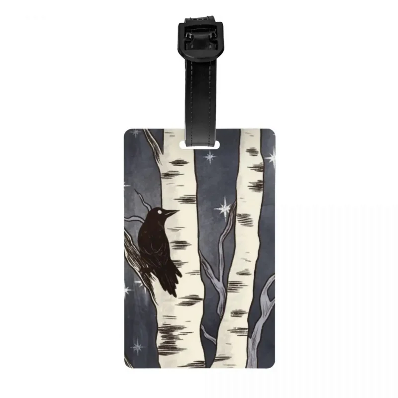 

Бирка для багажа с птицами и березой на заказ, бирка для багажа с защитой конфиденциальности, бирка для багажа с волчьей вязкой, этикетки для дорожных сумок, чемоданов
