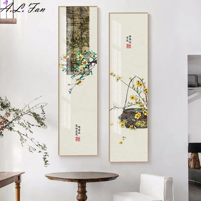 Vintage Plant Flower Lotus Canvas Painting Japanese Style Landscape Art Poster Print for Living Room Hotel Wall Pictures |