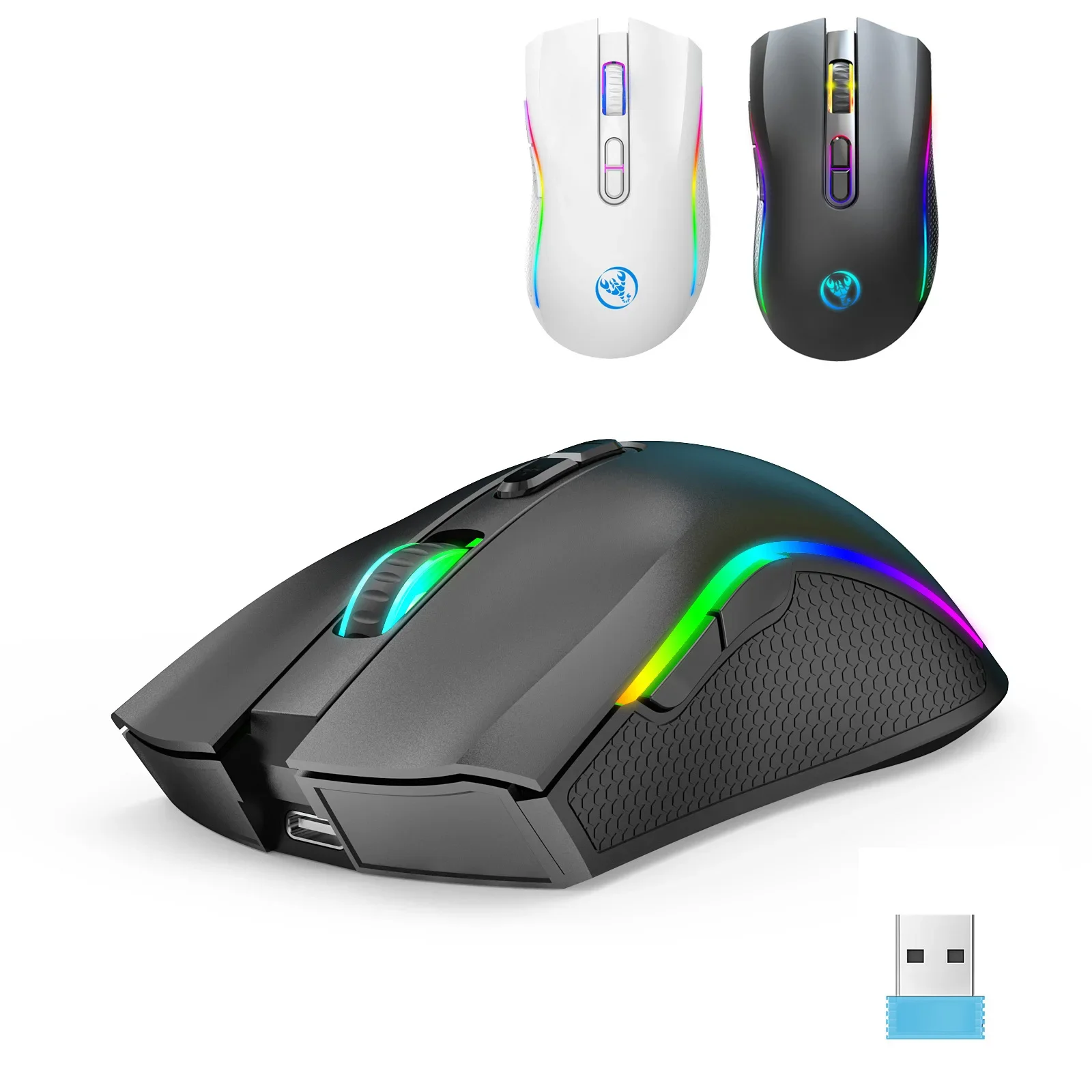 T69 Эргономичная портативная беспроводная игровая мышь 2 4G RGB Регулируемая 4800