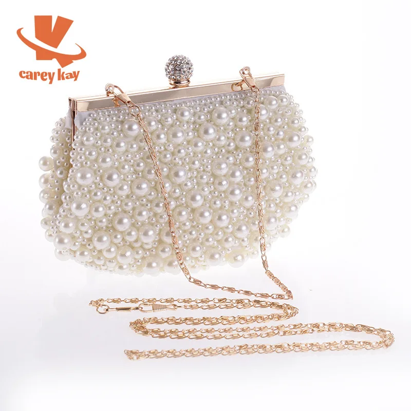 

CAREY KAY Women 2022 New Exquisite Beaded Evening Bags Female Luxury Designer Handbags Purses Gown Wedding Party Chain Clutch