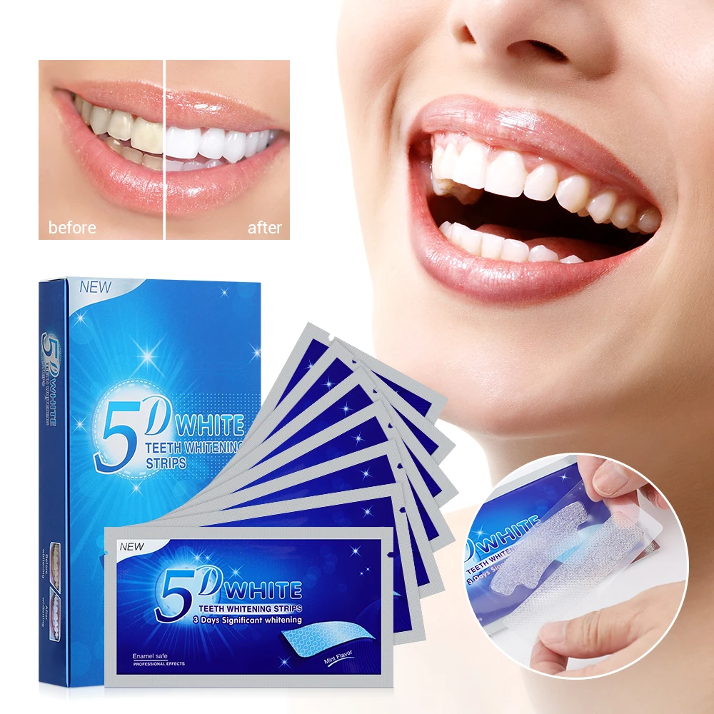 

5D Gel Teeth Whitening Strips White Tooth Dental Kit Oral Hygiene Care Strip for False Teeth Veneers Dentist Seks Whiten Gel