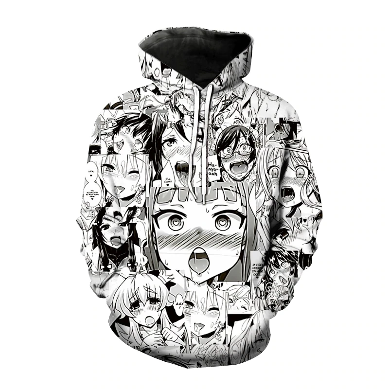Новинка 2021 г. худи Kawaii AHE Hentai с аниме лицом ахегао 3D Толстовка капюшоном