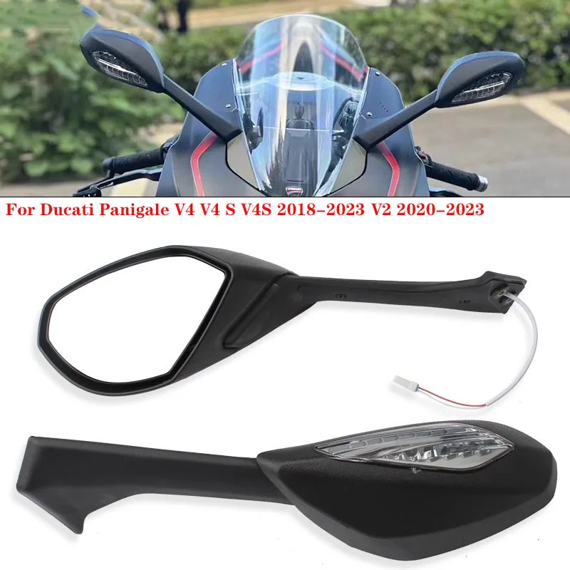 Фото Для Ducati Panigale V4 V4 S V4S 2018-2023 V2 2020-2023 мотоциклетные зеркала заднего вида складные светодиодные указатели поворота №1