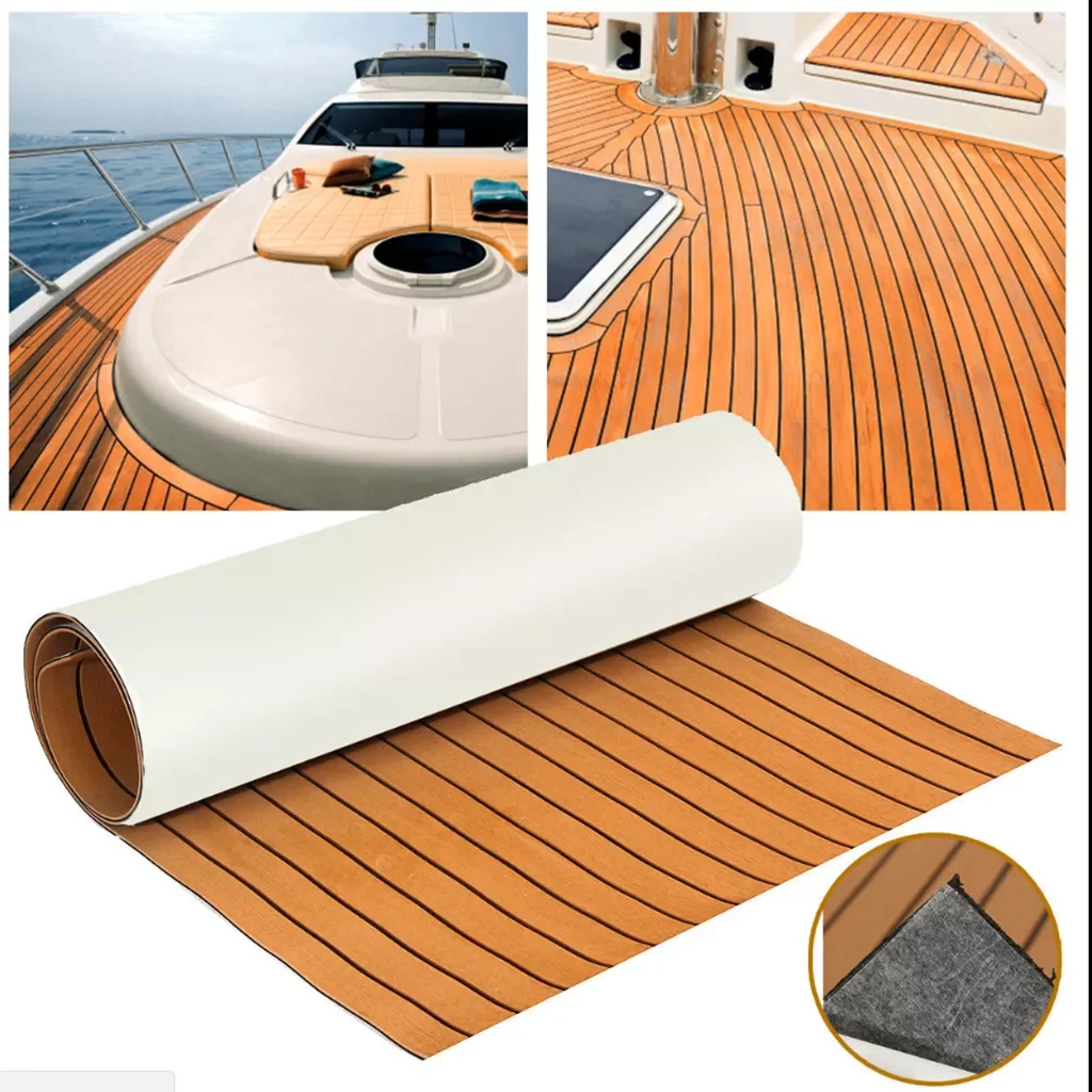 6MM Self Adhesive EVA Foam Teak Sheet Marine Boat Yacht Synthetic Decking Foam Floor Mat Flooring Black Lines