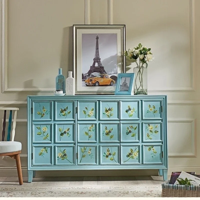 Боковой сервант Шкафы для гостиной Комодный шкафчик Кухонная витрина из массива