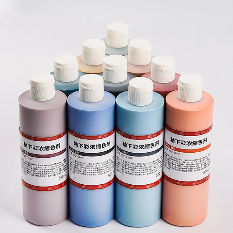 

500ml Concentrated Underglaze Pigment Medium Temperature Lead-free Glaze Ceramic Clay DIY Hand-painted Coloring Supplies