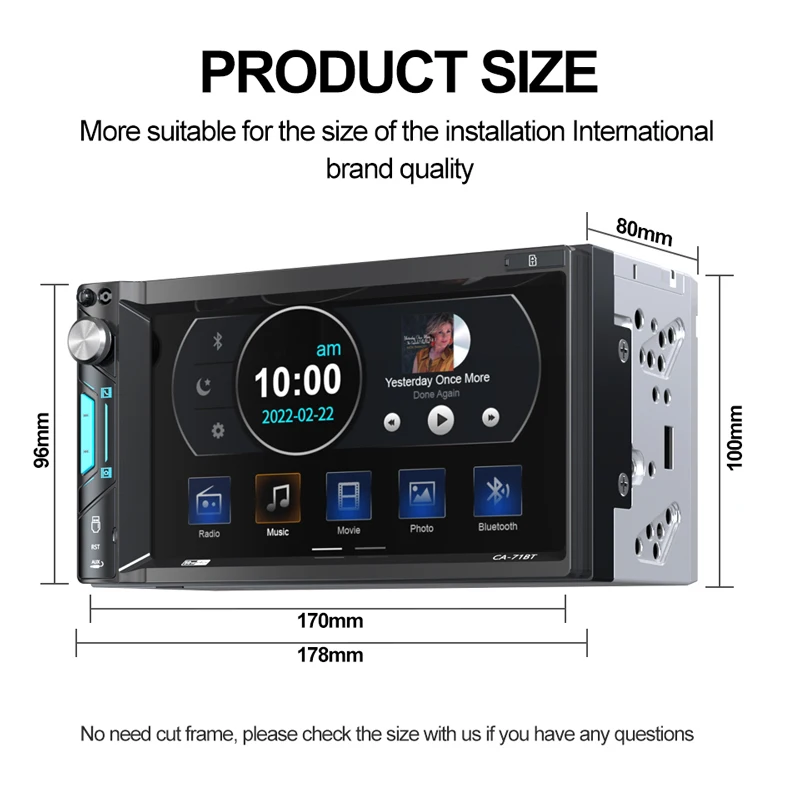 2 Din Car Radio In The Car 2din Head Unit Fm Modulator Mp5 Mp3 Players Bluetooth Mirrolink 7" HD Touch screen Stereo Autoradio images - 6