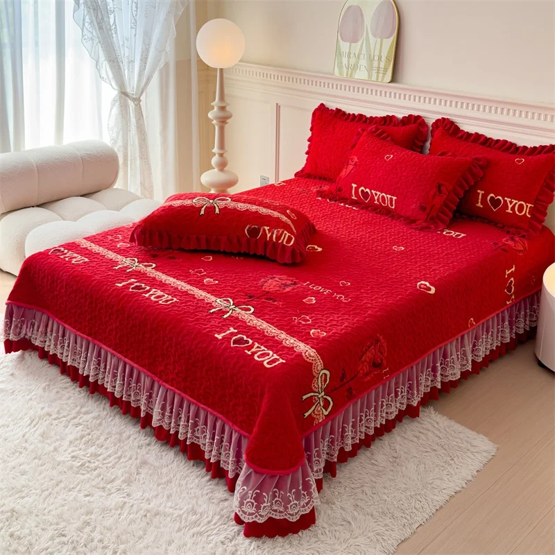 Высококачественное теплое молочно-бархатное покрывало на кровать цельное