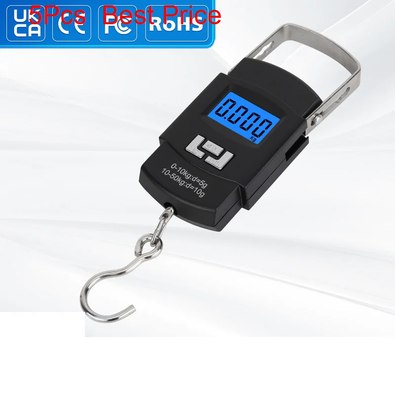 

5Pcs/lot 50Kg/10g Portable Hanging Scale Pocket Digital Scales Electronic Weights Mini Spring Balance For Luggage Suitcase