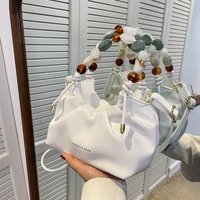 haex 2022 new fashion handbags for women beading top handle solid pu ladies crossbody shoulder bags vintage elegant bolso mujer