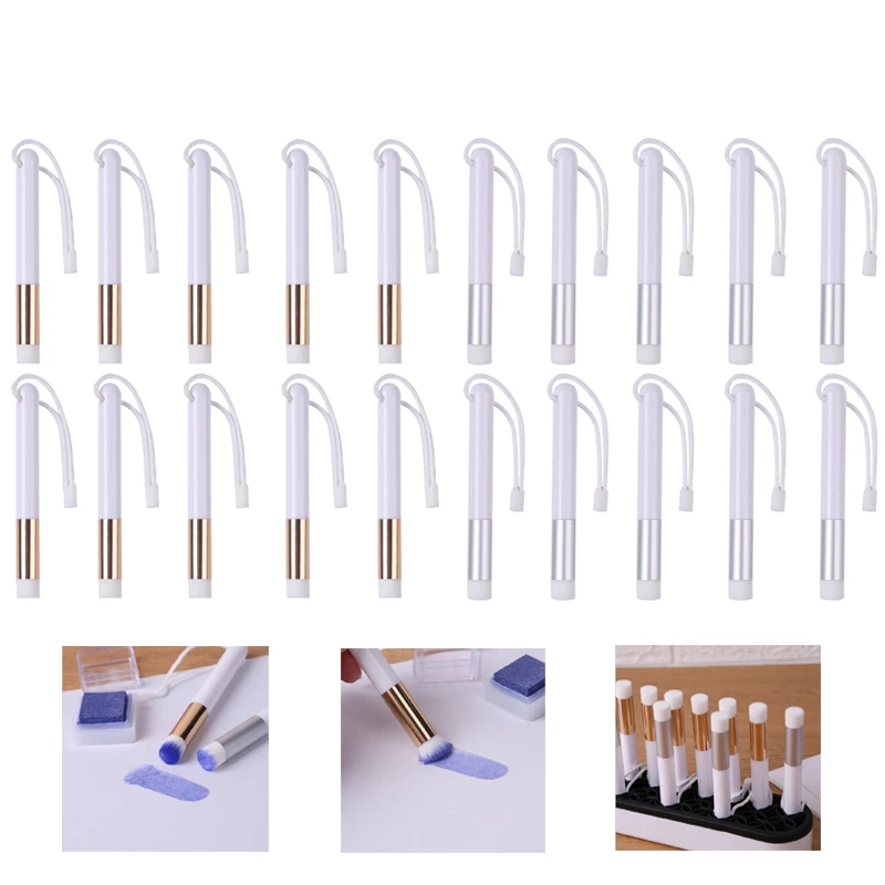 Mini Blending Brush and Holder Rack Set Diy Scrapbooking for Blending Ink Stamp Cards Painting Craft Project Brushes Hand Tool