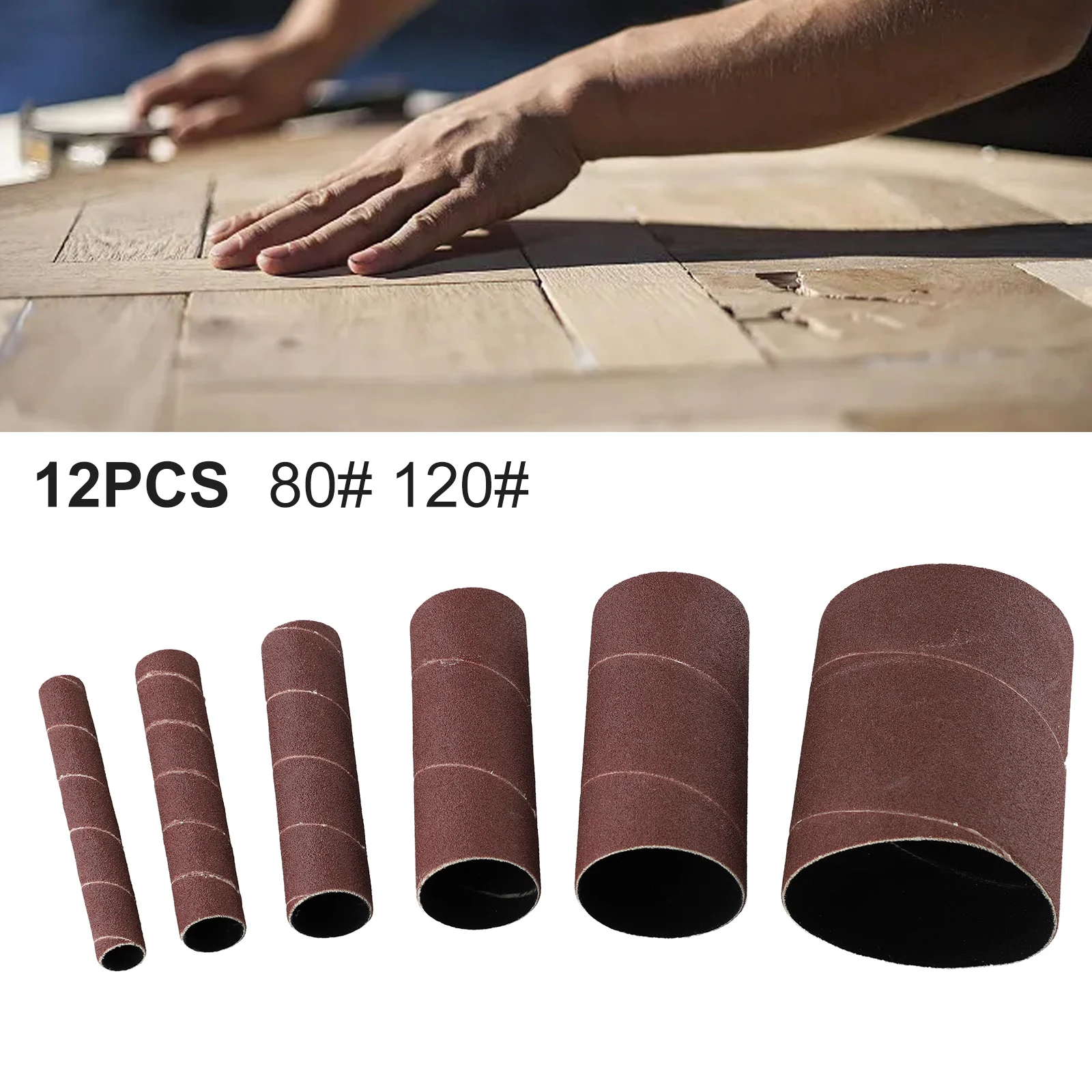 

Sanding Paper Sleeve 1/2" 3/4" 1-1/2" 2" 3" 80# 120# 12pcs Alumina Sandpaper Rod Vibrating Spindle Sander Sleeves Polishing Tool