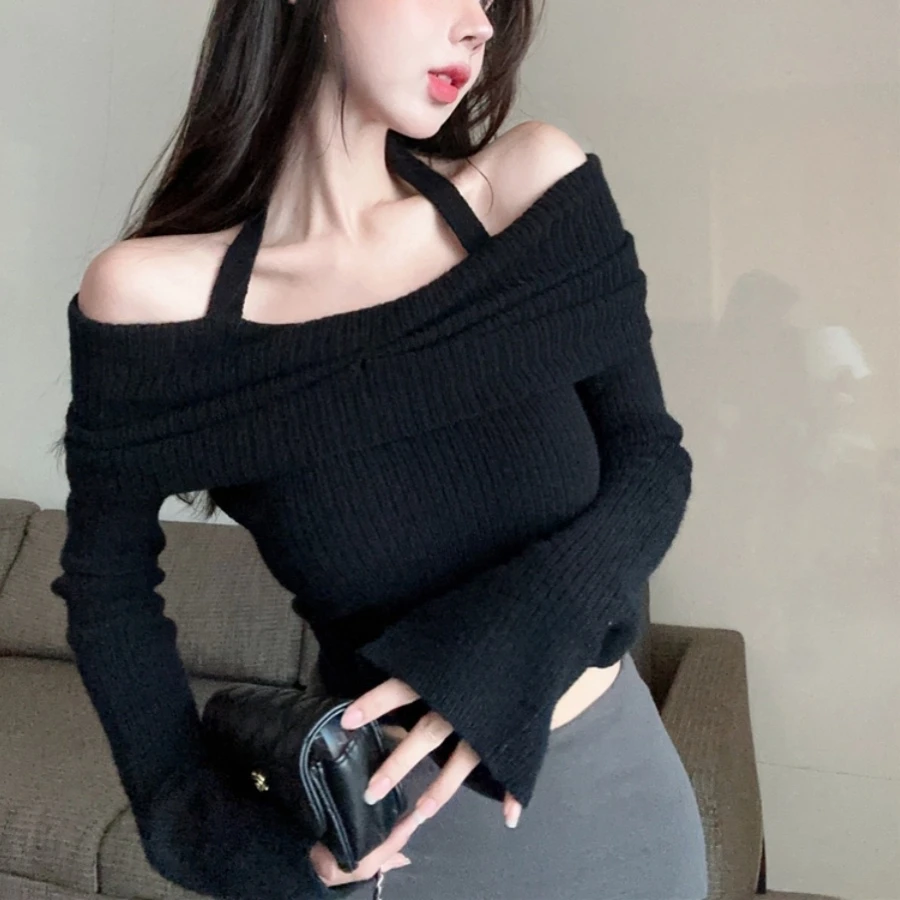Женские пуловеры с разрезом на шее элегантный дизайн универсальные сексуальные