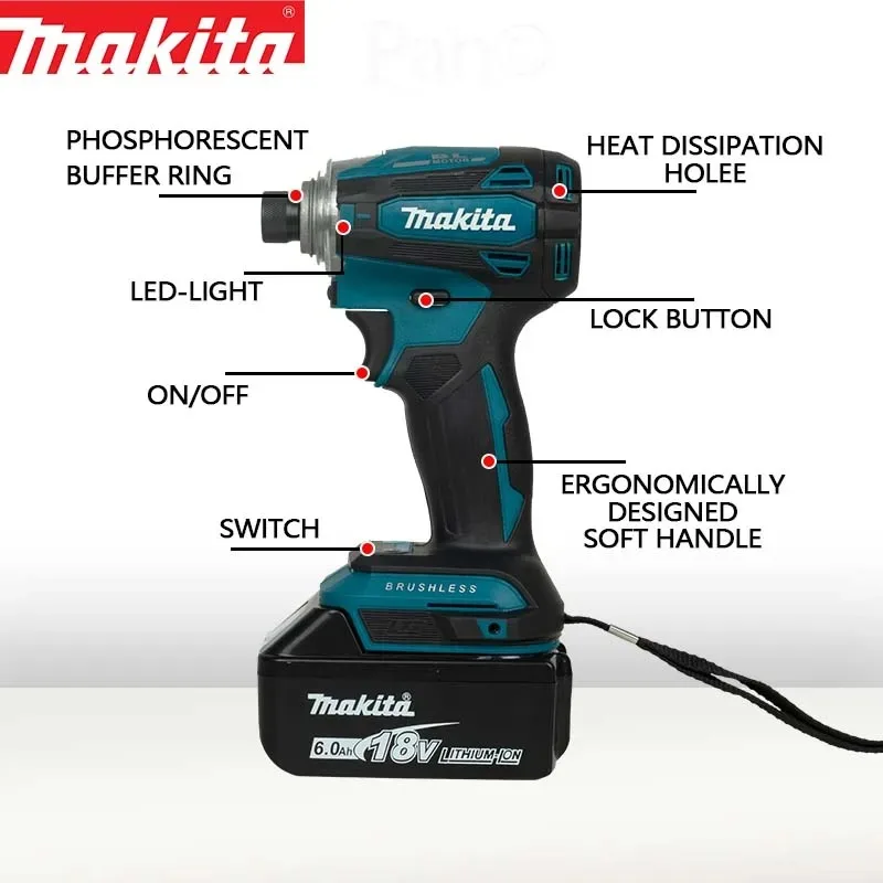 Аккумуляторная электрическая дрель Makita DTD172 с бесщеточным двигателем высокая