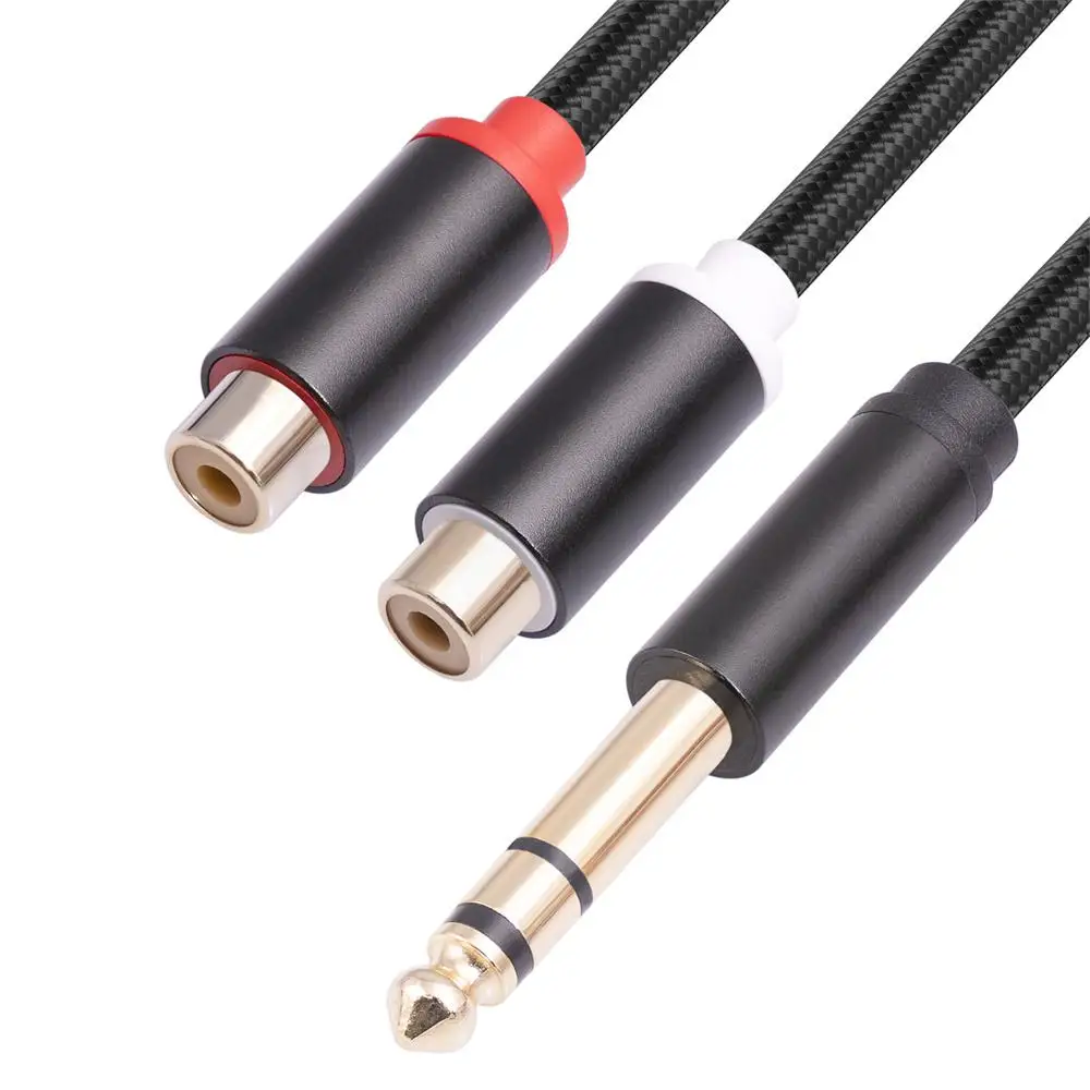

Dual Rca Mother Anti-interference 0.3 M Hifi Audio Cable 1/4 Plug Trs Plug Audio Line Bifurcated Audio Line For Amplifier