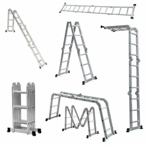 

12.5ft 12 Steps Extension Ladders Folding Ladder Aluminum Multi Purpose