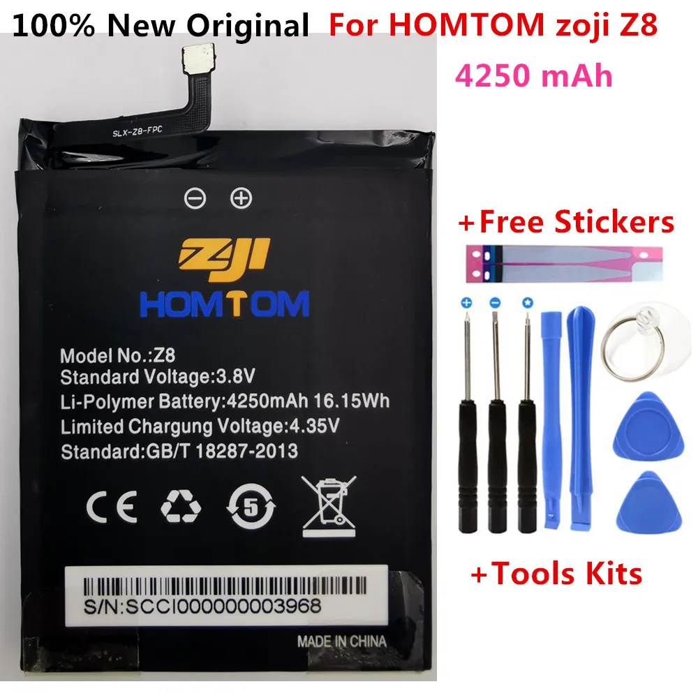 

100% New Original HOMTOM zoji Z8 Battery 4250 mAh for HOMTOM zoji Z8 Smart Phone Batteria +Free Tools