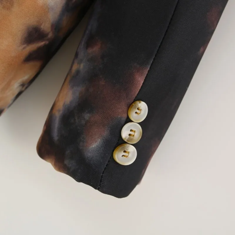 Женская одежда в европейском стиле яркий пиджак с принтом на одной пуговице