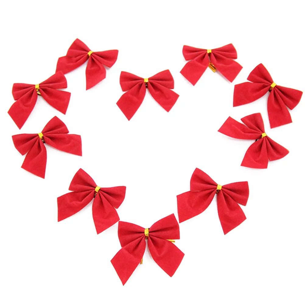 

10pcs/set Red Ribbon Christmas Decoration Bows Tree Bowknots for Festival Garden Party Home Brooch Pin Decor