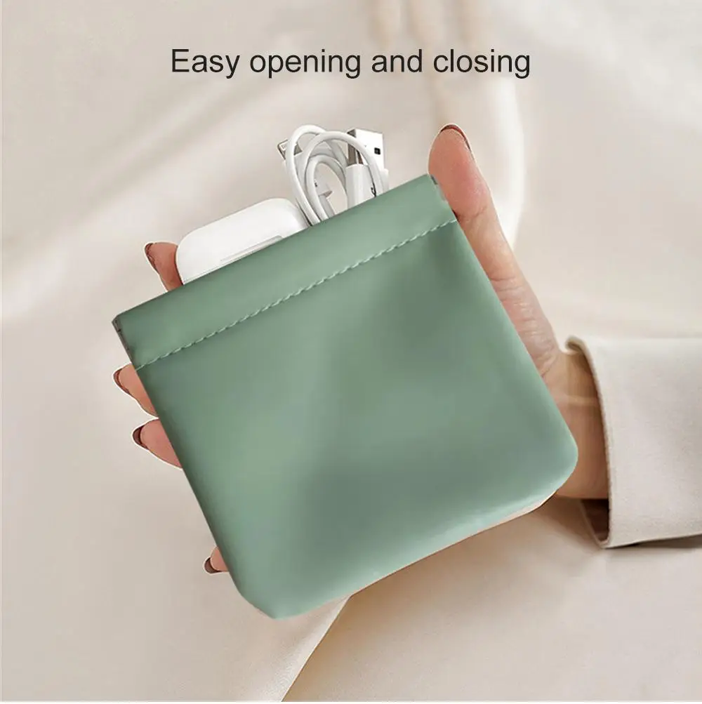 

PU Leather Cosmetic Storage Mini Bag Jewelry Earphone Storage Pouch Sundry Lipstick Change Portable Coin Purse Jewelry Organizer