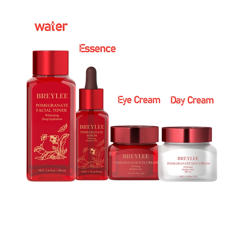 

BREYLEE PomegranateAnti-Aging 4PCS Skin Care Set ShrinksPores Anti-Aging Diminishes Fine Lines 24 HoursHydration Helps Skin Glow